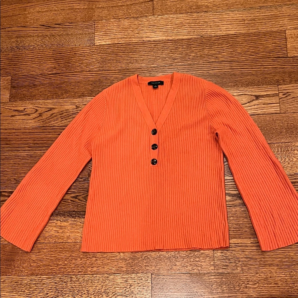 Ann Taylor Women Rust Ribbed Knit Top